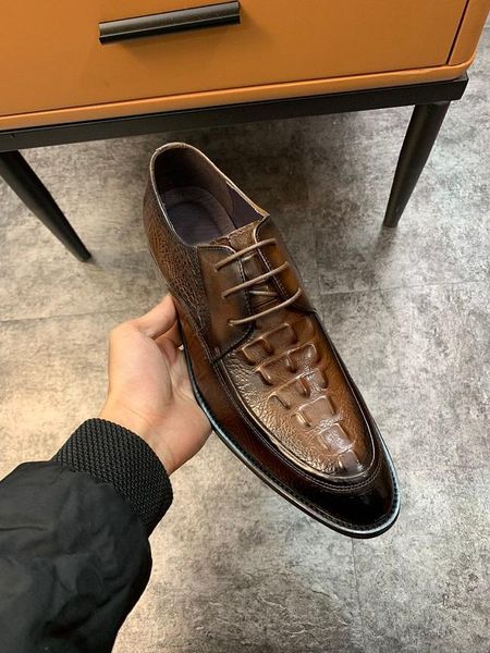 slip on designer men formal shoes business dress shoe genuine leather men's alligator print elegant suit, Black
slip on designer men formal shoes business dress shoe genuine leather men's alligator print elegant suit, Black