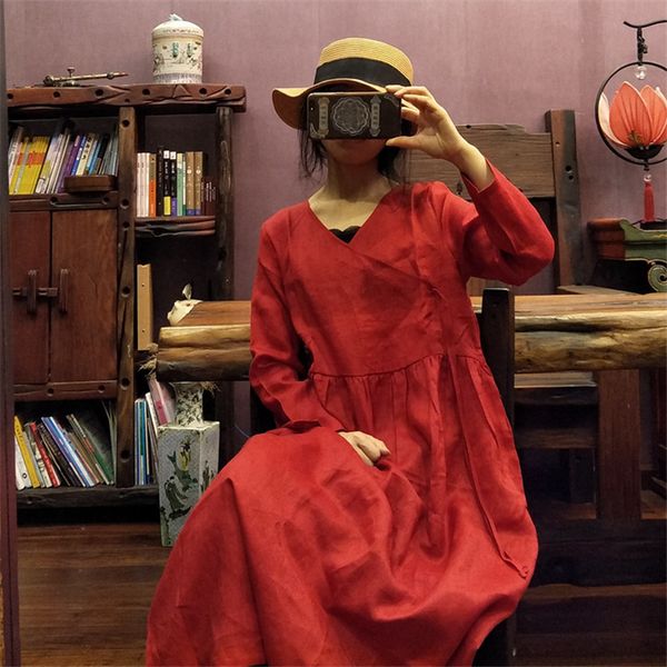 johnature spring v-neck long sleeve dress for women linen loose fold vintage robes solid color casual dress 210521, Black;gray
johnature spring v-neck long sleeve dress for women linen loose fold vintage robes solid color casual dress 210521, Black;gray
