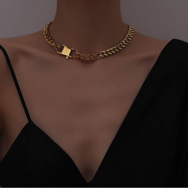 ins fashion cold wind minority simple personality thick chain necklace female k gold hip hop collarbone necklace, Black
ins fashion cold wind minority simple personality thick chain necklace female k gold hip hop collarbone necklace, Black