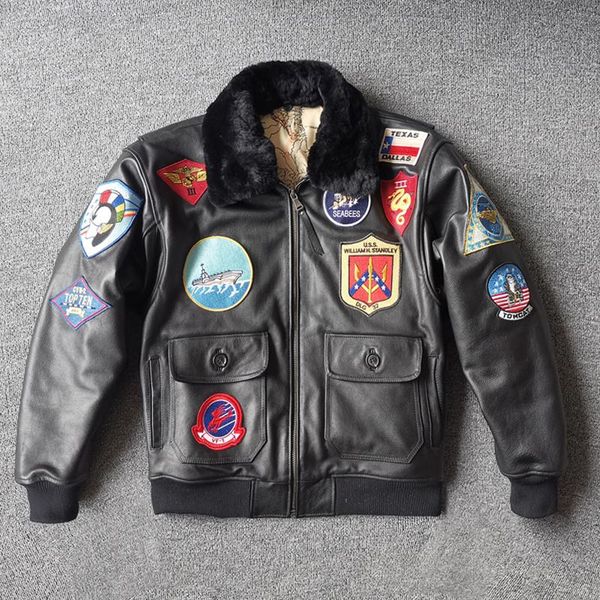 black style pilot leather jacket men wool collar europe size xxl genuine natural cowhide autumn aviation coat men's & faux
black style pilot leather jacket men wool collar europe size xxl genuine natural cowhide autumn aviation coat men's & faux