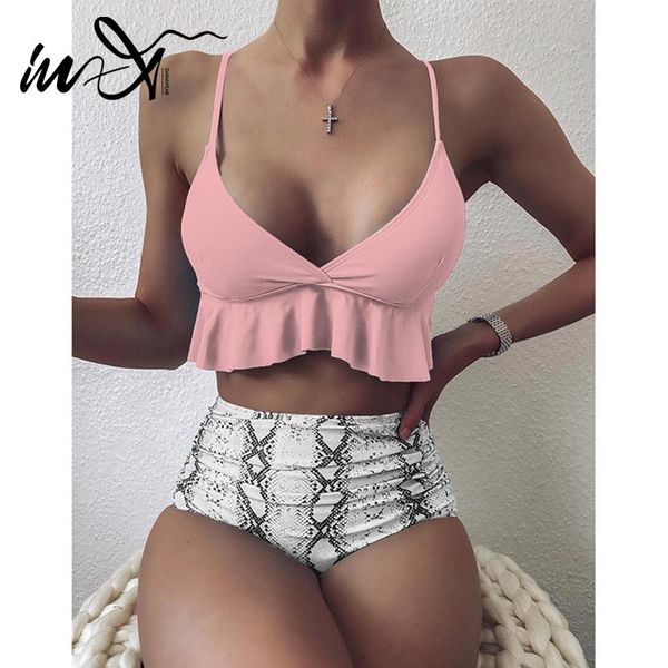 women's swimwear in-x high waist bikini 2021 retro ruffled swimsuit women snake print bathers psuh up biquini bathing suit xl, White;black
women's swimwear in-x high waist bikini 2021 retro ruffled swimsuit women snake print bathers psuh up biquini bathing suit xl, White;black