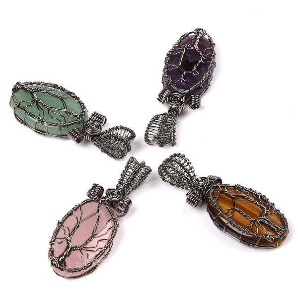 hand-woven tree of life creative gun-black pendant necklace copper wire twine crystal handmade diy hangings accessories natural quartz reiki, Silver
hand-woven tree of life creative gun-black pendant necklace copper wire twine crystal handmade diy hangings accessories natural quartz reiki, Silver