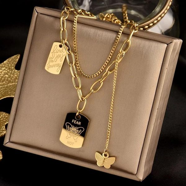 chains zhou y titanium steel multilayer choker double butterfly clavicle chain for men woman punk thick couples party jewelry, Silver
chains zhou y titanium steel multilayer choker double butterfly clavicle chain for men woman punk thick couples party jewelry, Silver
