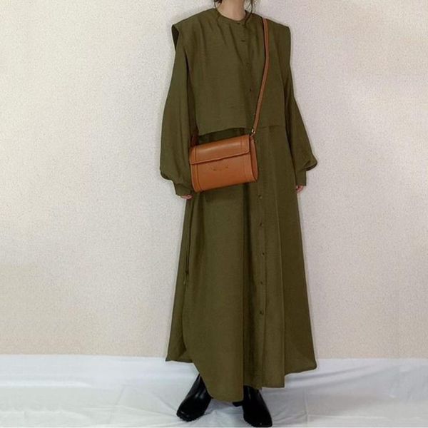 casual dresses vintage long dress women fashion patchwork autumn sleeves japanese style button office lady female maxi 2021, Black;gray
casual dresses vintage long dress women fashion patchwork autumn sleeves japanese style button office lady female maxi 2021, Black;gray