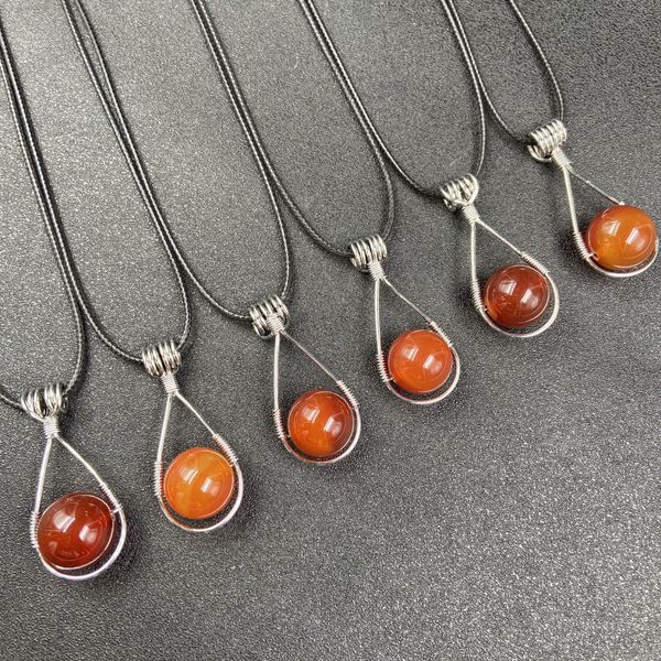 red agate round stone bead pendant lucky chakra drop crystal rope leather chain necklaces for women jewelry, Silver
red agate round stone bead pendant lucky chakra drop crystal rope leather chain necklaces for women jewelry, Silver