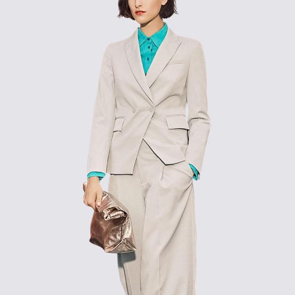 women's two piece pants autumn 2021 light mature style professional fashion temperament set beige women's small suit, White
women's two piece pants autumn 2021 light mature style professional fashion temperament set beige women's small suit, White