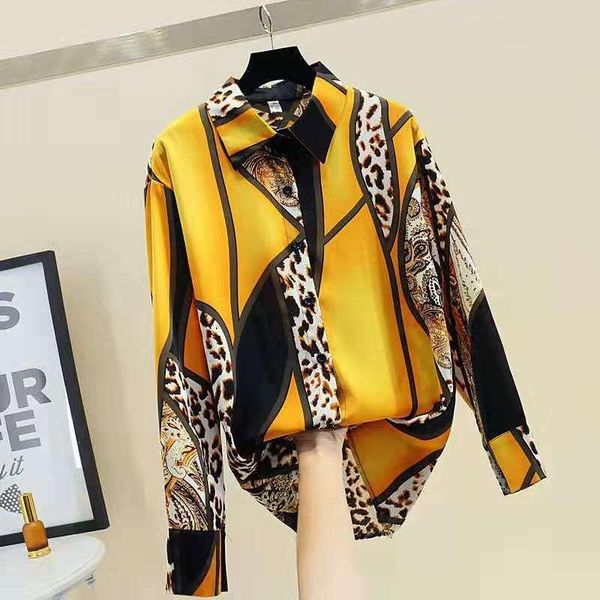 women's blouses & shirts spring patchwork leopard chiffon blouse shirt casual loose women blusas, White
women's blouses & shirts spring patchwork leopard chiffon blouse shirt casual loose women blusas, White