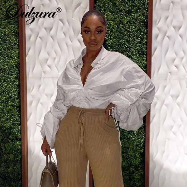 cotton women puff sleeve blouse ruched dstring hollow out v ne loose elegant office 2021 autumn winter streetwear, Black;white
cotton women puff sleeve blouse ruched dstring hollow out v ne loose elegant office 2021 autumn winter streetwear, Black;white