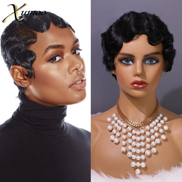pixie cut wig human hair finger wave black full machined remy brazilian short brown wigs for women lace, Black;brown
pixie cut wig human hair finger wave black full machined remy brazilian short brown wigs for women lace, Black;brown