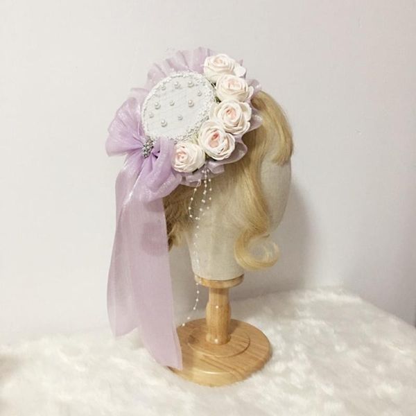 stingy brim hats lolita pearl beaded mini lace hat rose flower ribbon bow vintage headdress, Blue;gray
stingy brim hats lolita pearl beaded mini lace hat rose flower ribbon bow vintage headdress, Blue;gray