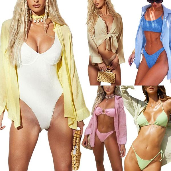 women's swimwear women summer sun-proof blouse solid color long sleeves single-breasted beach shirt for girls cover-ups women's clo, White;black
women's swimwear women summer sun-proof blouse solid color long sleeves single-breasted beach shirt for girls cover-ups women's clo, White;black