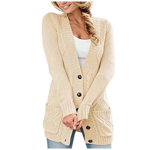 women's knits & tees knit cardigan sweater jacket coat for women 2021 autumn winter fashion long-sleeved single-breasted all-match fema, White
women's knits & tees knit cardigan sweater jacket coat for women 2021 autumn winter fashion long-sleeved single-breasted all-match fema, White