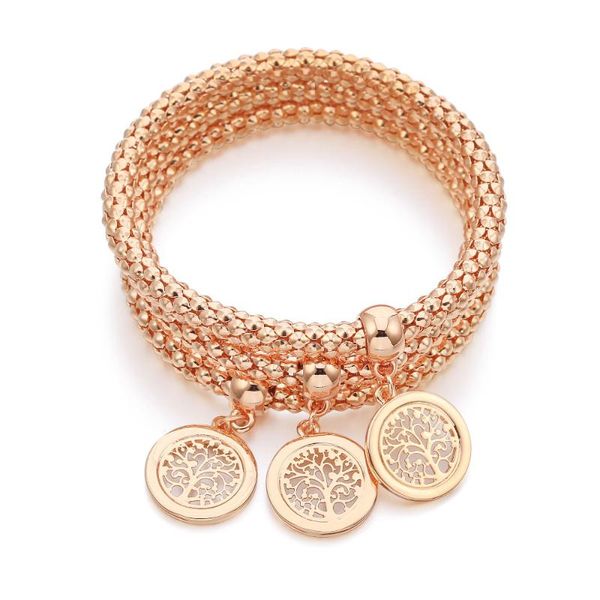charm bracelets 3pcs tree of life rose gold colors popcorn chain pendant bracelet fashion jewelry for women girl party gifts, Golden;silver
charm bracelets 3pcs tree of life rose gold colors popcorn chain pendant bracelet fashion jewelry for women girl party gifts, Golden;silver