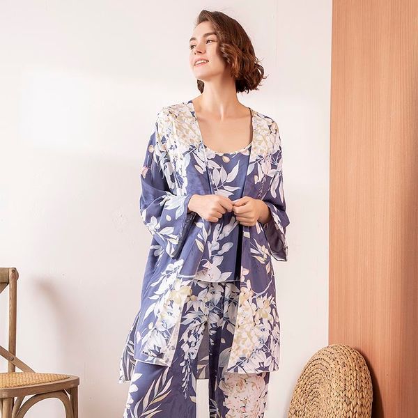 women's sleepwear autumn new ladies pajamas set elegant floral printed blue femme loose comfort 3pcs cardigan+camisole+pants homew, Black;red
women's sleepwear autumn new ladies pajamas set elegant floral printed blue femme loose comfort 3pcs cardigan+camisole+pants homew, Black;red