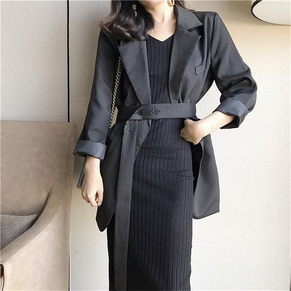 women 2021 korean sashes belt elegance solid chic gentle fashion all match high street office lady blazers women's suits &, White;black
women 2021 korean sashes belt elegance solid chic gentle fashion all match high street office lady blazers women's suits &, White;black
