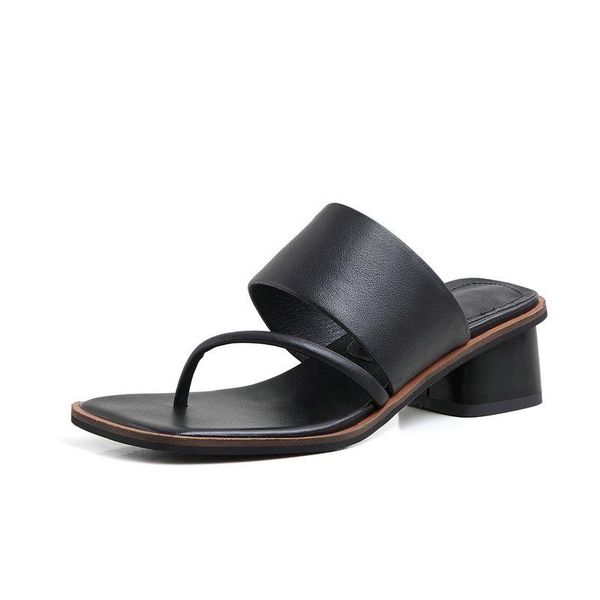 genuine leather med square heels women's slippers concise shallow thick pumps summer casual office lady shoes woman, Black
genuine leather med square heels women's slippers concise shallow thick pumps summer casual office lady shoes woman, Black