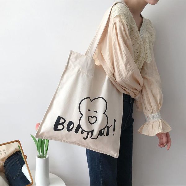 women canvas shoulder bags bonjour printing simple large capacity totes female casual cloth handbags girls shopping school bag cross body
women canvas shoulder bags bonjour printing simple large capacity totes female casual cloth handbags girls shopping school bag cross body
