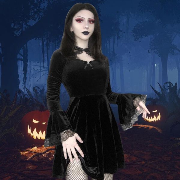 casual dresses gothic for women dark hollow out stitched lace flare sleeve dress woman long high waist goth party, Black;gray
casual dresses gothic for women dark hollow out stitched lace flare sleeve dress woman long high waist goth party, Black;gray