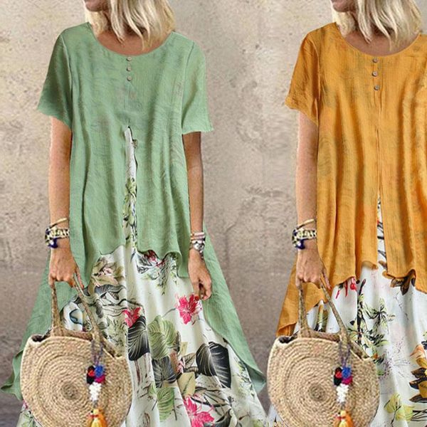 womens dress plus size women ladies short sleeve cotton linen long holiday beach party floral summer casual loose dresses, Black;gray
womens dress plus size women ladies short sleeve cotton linen long holiday beach party floral summer casual loose dresses, Black;gray