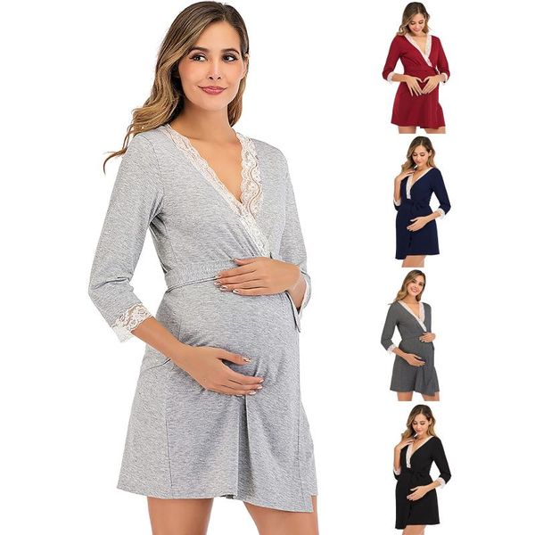 pregnancy clothes women's dress v neck overlapping maternity dresses lace solid color splicing fashion for pregnant women, White
pregnancy clothes women's dress v neck overlapping maternity dresses lace solid color splicing fashion for pregnant women, White