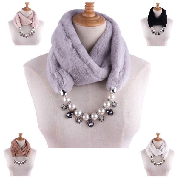 scarves winter ladies scarf plush warm alloy necklace bib imitation pearl pendant clothing accessories, Blue;gray
scarves winter ladies scarf plush warm alloy necklace bib imitation pearl pendant clothing accessories, Blue;gray