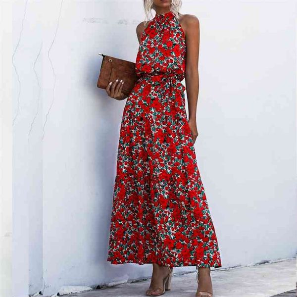 summer elegant halter print beach dress women long dress waist slim printed boho dresses sleeveless women vestidos 210508, Black;gray
summer elegant halter print beach dress women long dress waist slim printed boho dresses sleeveless women vestidos 210508, Black;gray
