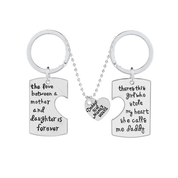 "the love between a mother and daughter is forever..." silver plated family necklace set double keychains with heart pendants pend
"the love between a mother and daughter is forever..." silver plated family necklace set double keychains with heart pendants pend