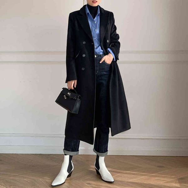 blends qulity woman winter coats double black wool lady's stylish fashion outerwear
blends qulity woman winter coats double black wool lady's stylish fashion outerwear