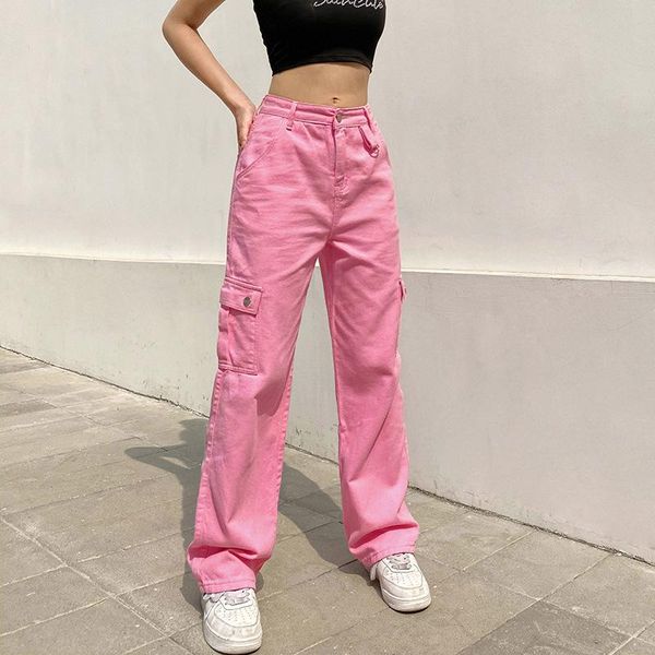 women's jeans hirigin 2021 street in europe and america pink high waist relaxed, lean leg length multi bag pants floor trousers, Blue
women's jeans hirigin 2021 street in europe and america pink high waist relaxed, lean leg length multi bag pants floor trousers, Blue