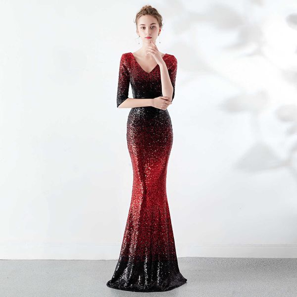 luxury evening dress 1188# women's 2021 banquet elegant long host slim fishtail sequin, Black;gray
luxury evening dress 1188# women's 2021 banquet elegant long host slim fishtail sequin, Black;gray