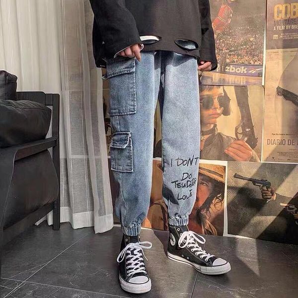 men's pants drawstring high waist jeans loose trend multi-pocket harem overalls casual street hip-hop, Black
men's pants drawstring high waist jeans loose trend multi-pocket harem overalls casual street hip-hop, Black