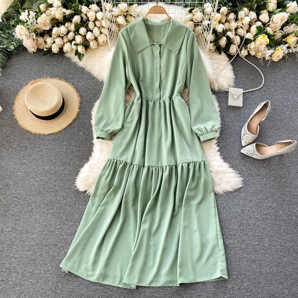 two piece dress korean fashion women shirt solid simple lapel collar long sleeve summer maxi loose single breasted vintage 3721, White
two piece dress korean fashion women shirt solid simple lapel collar long sleeve summer maxi loose single breasted vintage 3721, White