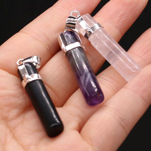 natural stone pendant cylinder column reiki healing chakra rose quartz amethysts point pendulo charms for necklace making, Silver
natural stone pendant cylinder column reiki healing chakra rose quartz amethysts point pendulo charms for necklace making, Silver