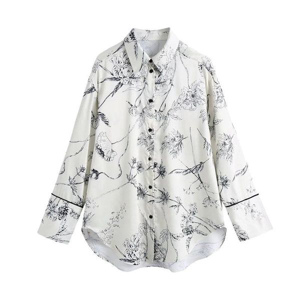 women blouses 2021 fashion floral print loose asymmetric vintage long sleeve button-up female shirts blusas chic women's polos, White
women blouses 2021 fashion floral print loose asymmetric vintage long sleeve button-up female shirts blusas chic women's polos, White
