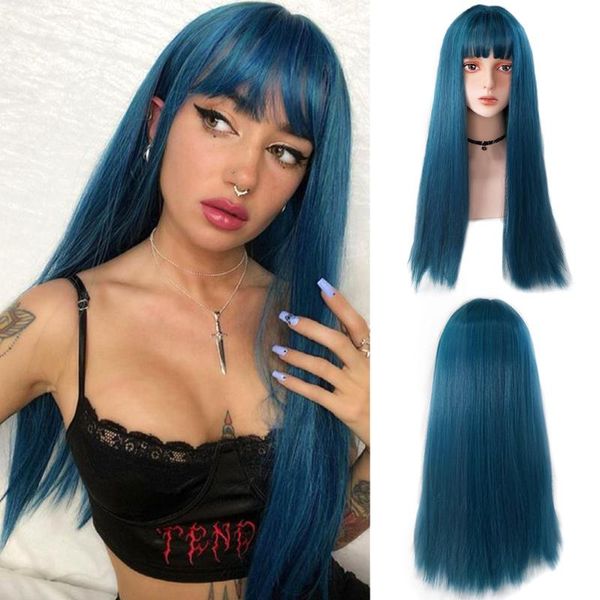synthetic wigs houyan long straight hair women bangs wig blue gray pink party daily wear, Black
synthetic wigs houyan long straight hair women bangs wig blue gray pink party daily wear, Black