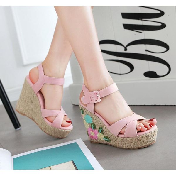 fashion wedges women sandals buckle strap high heels with platforms female casual women's spring shoes dress, Black
fashion wedges women sandals buckle strap high heels with platforms female casual women's spring shoes dress, Black