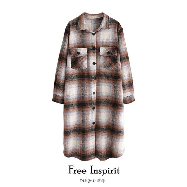 inspirit arrival winter long button female shirts loose plaid fashion women's pockets coat jackets, Black;brown
inspirit arrival winter long button female shirts loose plaid fashion women's pockets coat jackets, Black;brown