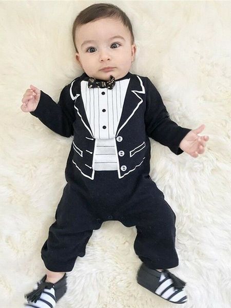 baby boy handsome gentlemen bowtie print romper jumpsuit, White
baby boy handsome gentlemen bowtie print romper jumpsuit, White