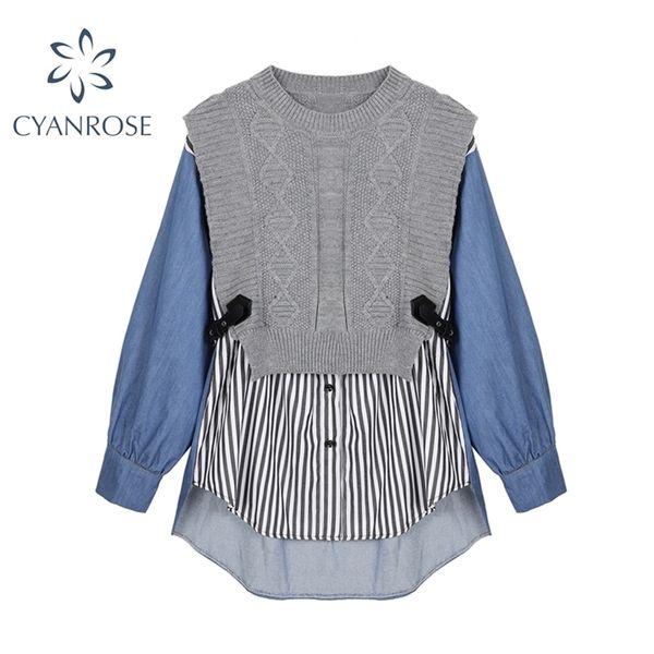 woman blouses spring autumn fashion vintage design patchwork fake two piece long sleeve loose women shirts blusas 210515, White
woman blouses spring autumn fashion vintage design patchwork fake two piece long sleeve loose women shirts blusas 210515, White