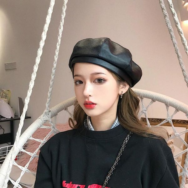 autumn beret pu women french artist berets hats for winter fashion soft girls leather and leathe outdoor, Black;white
autumn beret pu women french artist berets hats for winter fashion soft girls leather and leathe outdoor, Black;white