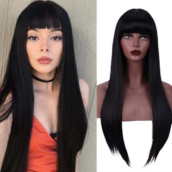 synthetic wigs lvhan long straight black wig with bangs hair bang for women brown heat resistant
synthetic wigs lvhan long straight black wig with bangs hair bang for women brown heat resistant