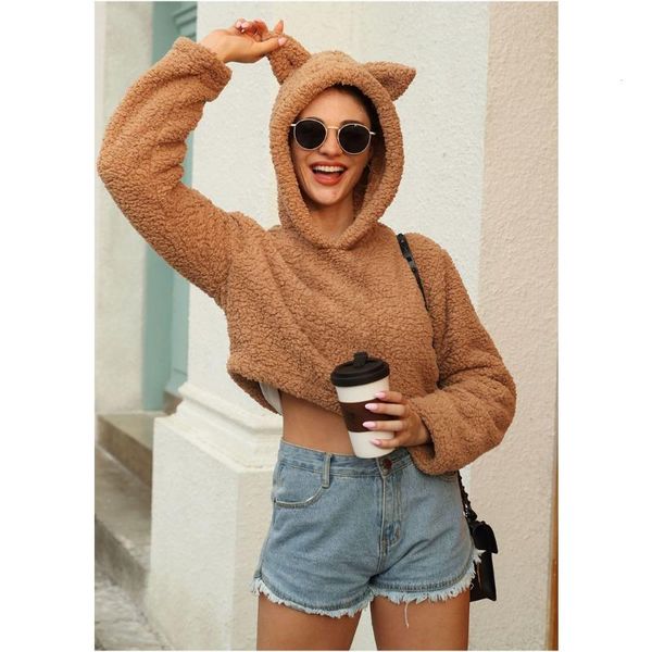 women's hoodies & sweatshirts cute teddy bear ear hooded kawaii solid color cropped short polluvers autumn winter warm hoody femme, Black
women's hoodies & sweatshirts cute teddy bear ear hooded kawaii solid color cropped short polluvers autumn winter warm hoody femme, Black