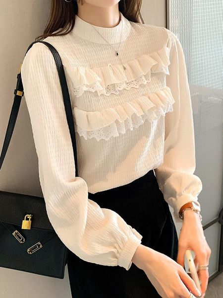 women's blouses & shirts chiffon korea blouse long sleeve lace white pullover elegant women casual koszula damska elegancka bg50bs
women's blouses & shirts chiffon korea blouse long sleeve lace white pullover elegant women casual koszula damska elegancka bg50bs
