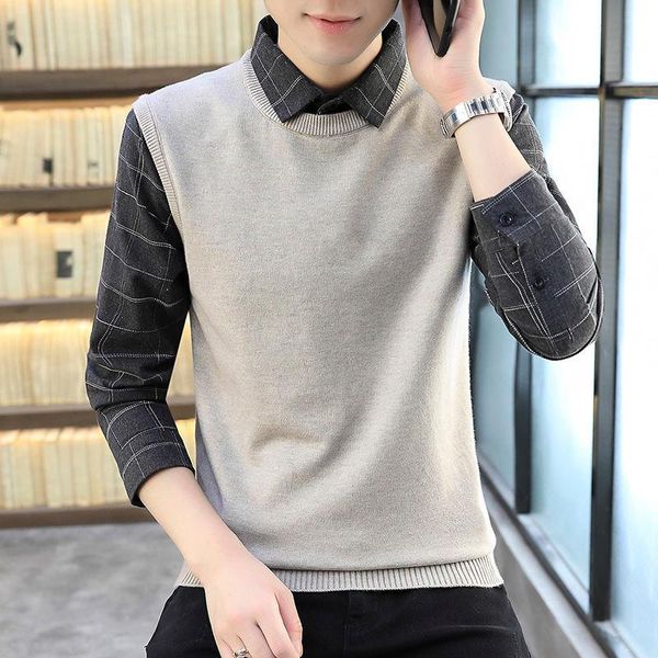 men's sweaters autumn and winter sweater shirt collar jacket trend youth bottoming, White;black
men's sweaters autumn and winter sweater shirt collar jacket trend youth bottoming, White;black