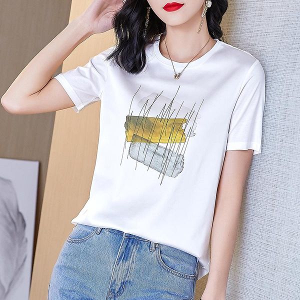 women's t-shirt summer korean fashion silk t-shirts for women vintage satin short sleeves plus size xxxl office lady shirts, White
women's t-shirt summer korean fashion silk t-shirts for women vintage satin short sleeves plus size xxxl office lady shirts, White