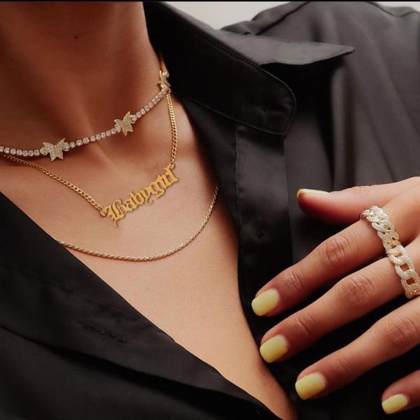 bohemia multi layered babygirl letters pendant necklace gold color butterfly tennis chain choker female party jewelry necklaces, Silver
bohemia multi layered babygirl letters pendant necklace gold color butterfly tennis chain choker female party jewelry necklaces, Silver