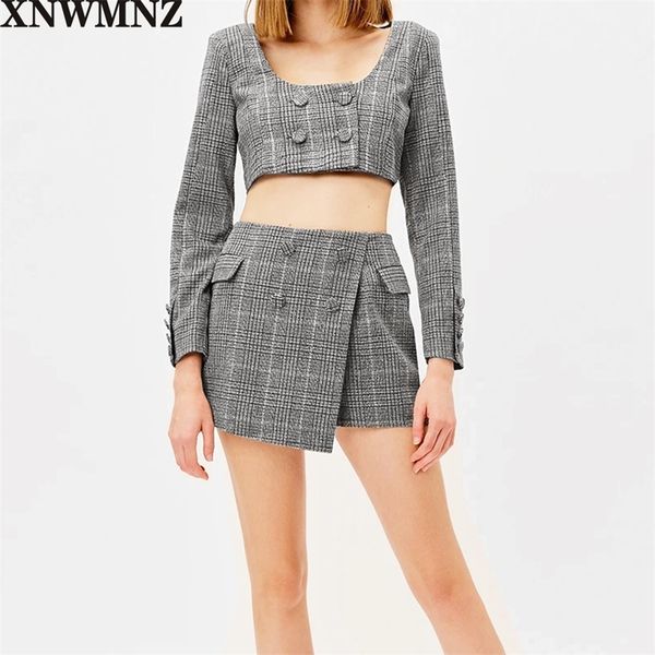 women fashion plaid double-breasted crop blazer vintage long sleeve o-neck shoulder pads coat female outerwear 210520, White
women fashion plaid double-breasted crop blazer vintage long sleeve o-neck shoulder pads coat female outerwear 210520, White