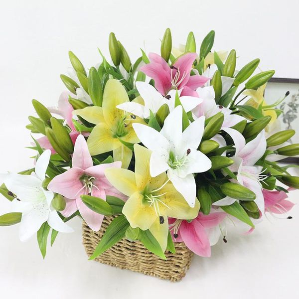 5pcs/lot 3 heads real touch latex artificial lily 38cm length silk decorative flower for wedding party decoration christmas gift flowers & w
5pcs/lot 3 heads real touch latex artificial lily 38cm length silk decorative flower for wedding party decoration christmas gift flowers & w