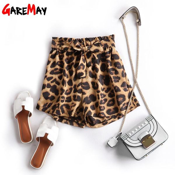 women's shorts garemay female leopard print women with a high waist short loose ruffles 2021 classic summer, White;black
women's shorts garemay female leopard print women with a high waist short loose ruffles 2021 classic summer, White;black