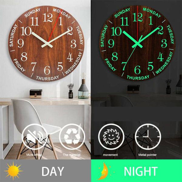 retro style living room wooden modern design night light home decor luminous wall clock hanging weekdays ornaments analog clocks
retro style living room wooden modern design night light home decor luminous wall clock hanging weekdays ornaments analog clocks